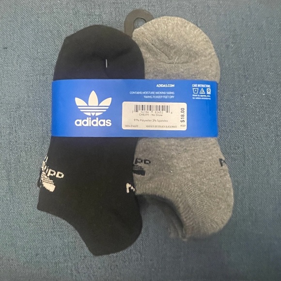 Adidas Kids 6-Pack Ankle Socks - Black & Heather Gray (13C-14Y) - Picture 2 of 2